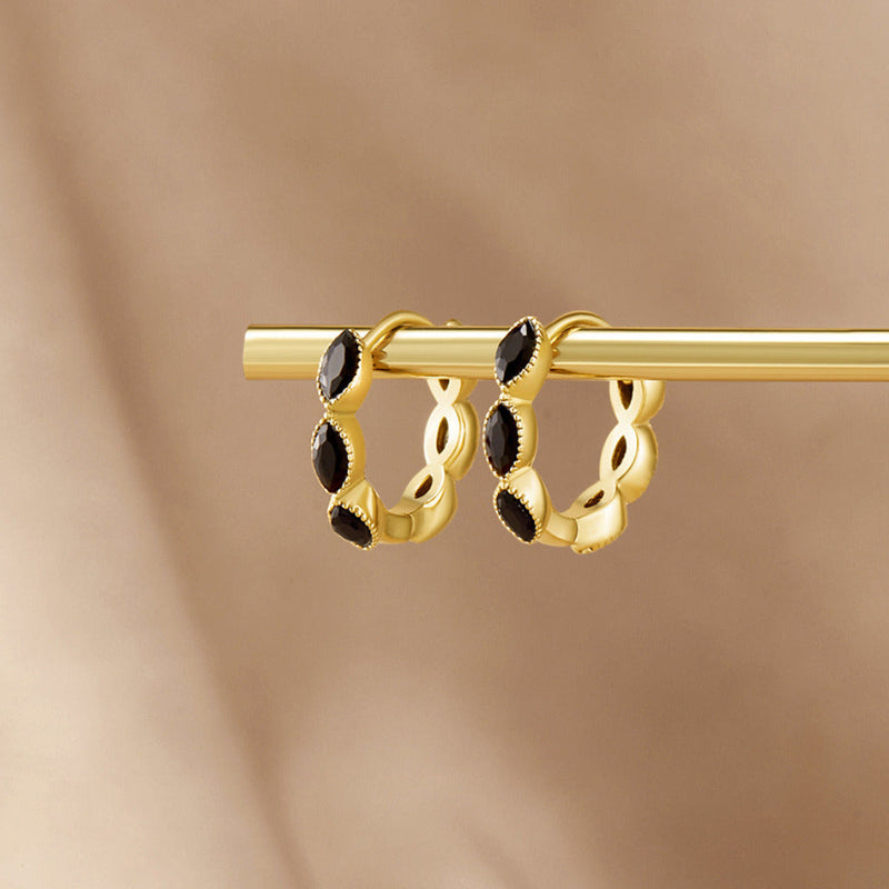 Onyx Tiny Hoop Earrings