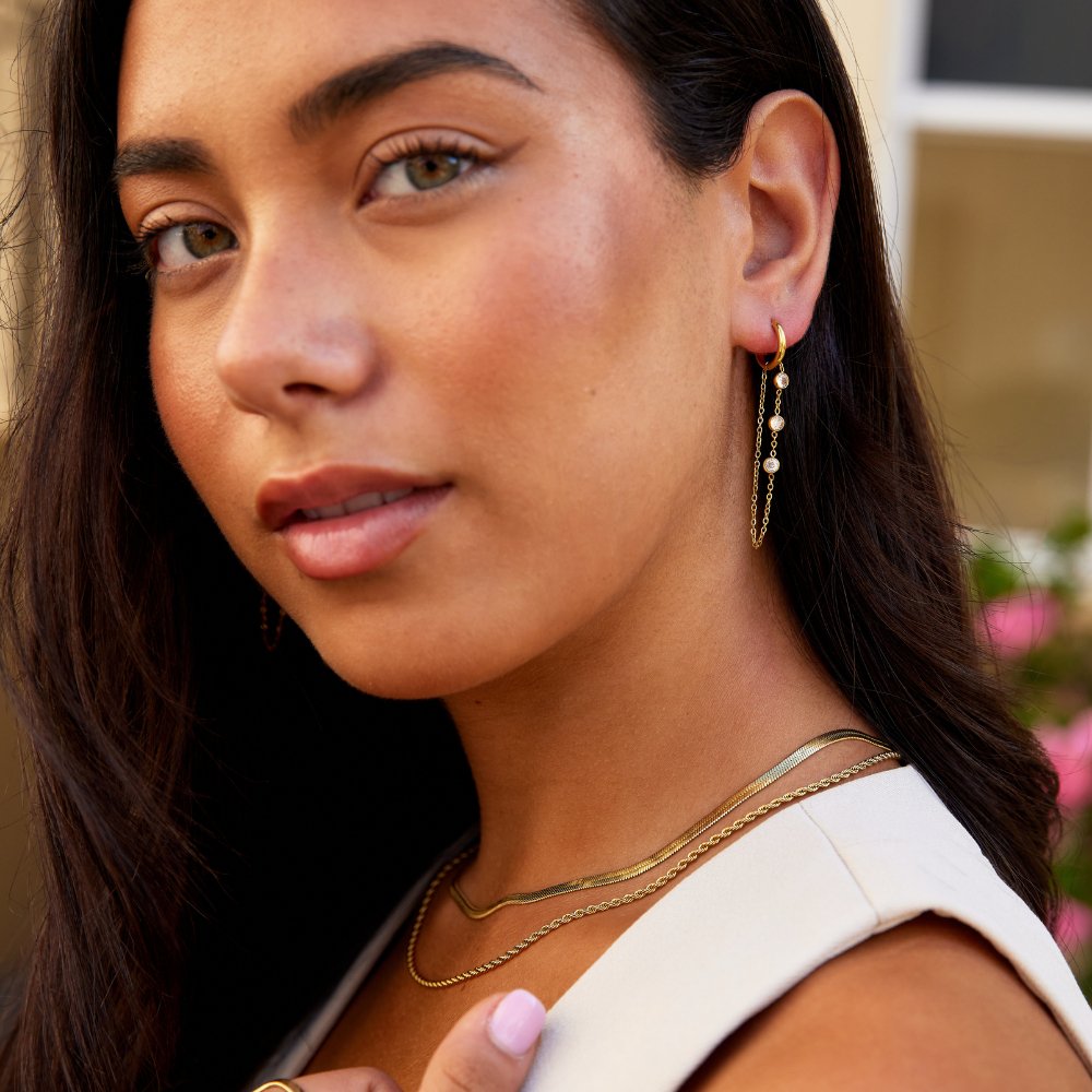 Kira Crystal Drop Hoop Earrings