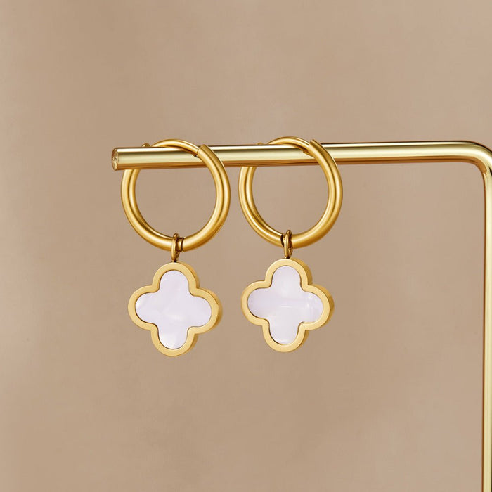 White Clover Hoop Earrings
